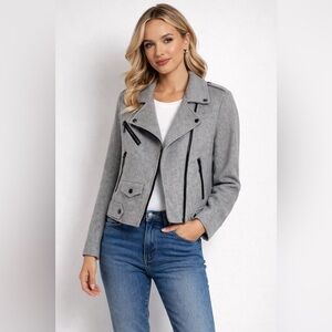 Rebecca‎ Minkoff Gray Wool Moto Jacket Size S | Asymmetrical Zip